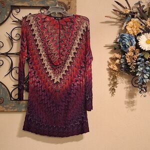 NIC+ZOE Women's Red and Purple Zigzag Tunic.  NWOT Size Medium